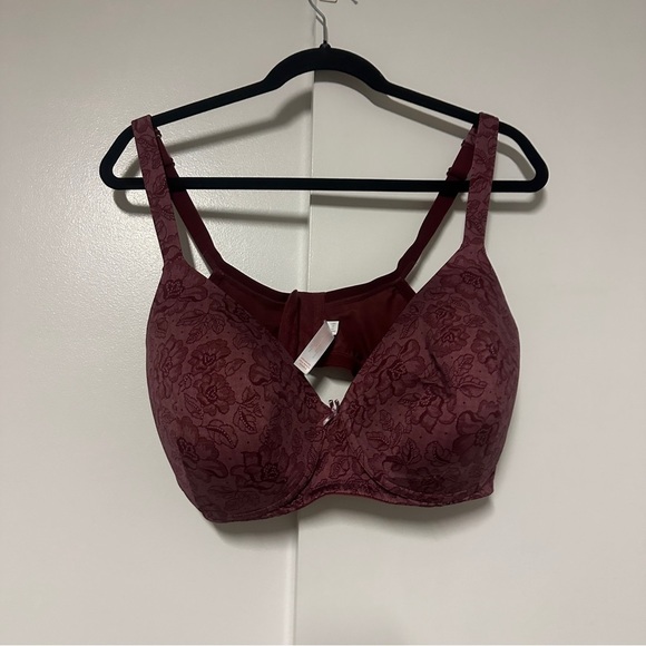 Cacique Smooth Lightly Lined Full Coverage No-Wire Bra Zinfandel Lace Size 42DD - Picture 2 of 6
